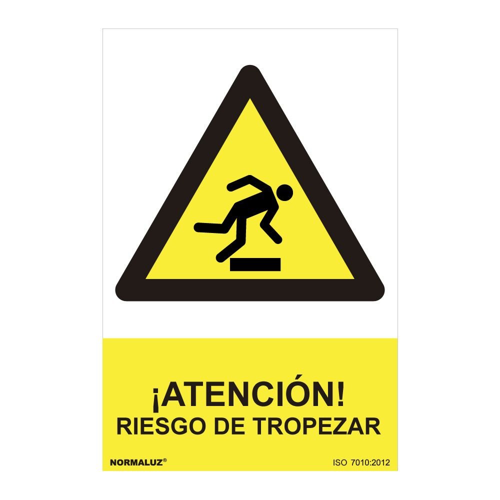SINAL INFORMATIVO "ATENCION RIESGO DE TROPEZAR" (PVC 0.7mm) 30x40cm NORMALUZ