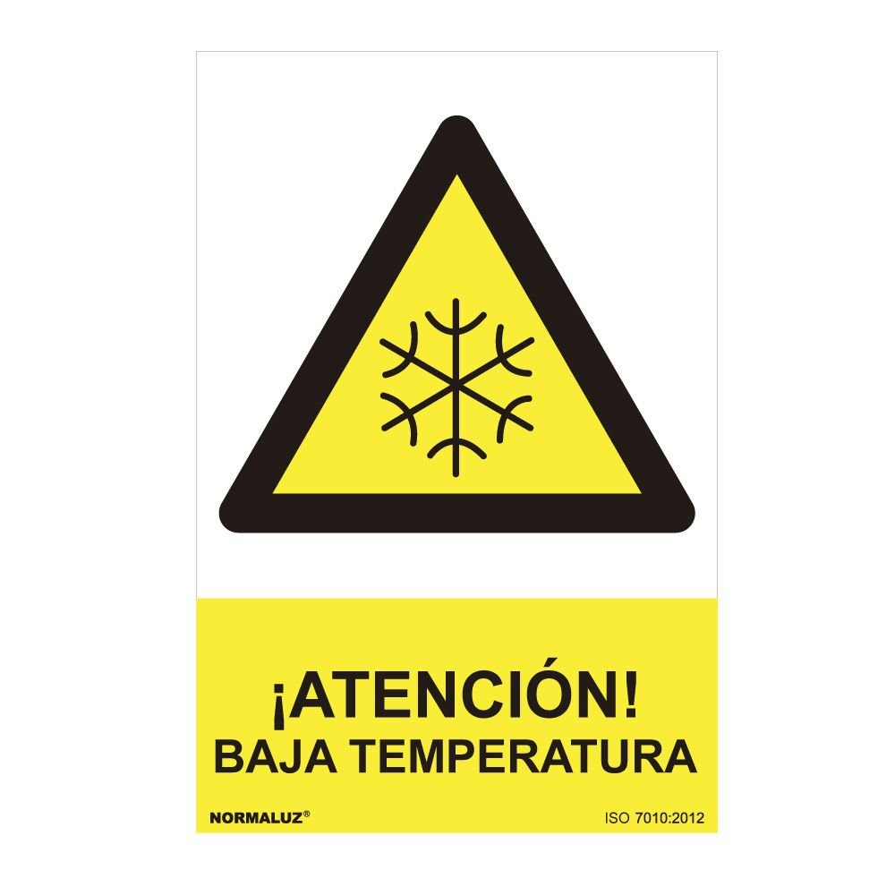 SINAL PERIGO "ATENCION BAJA TEMPERATURA" (PVC 0.7mm) 30x40cm NORMALUZ