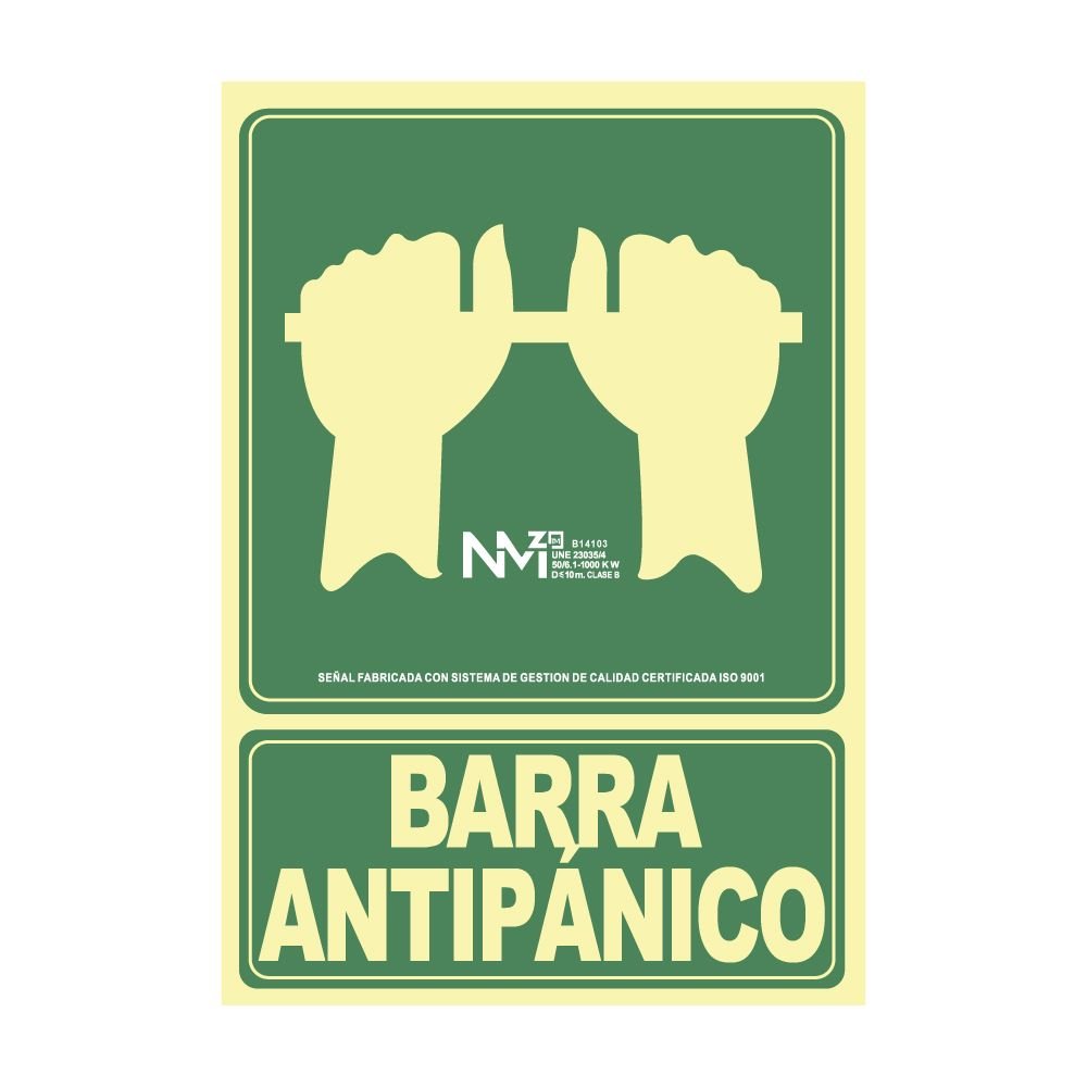 SINAL DE EVACUAÇÃO "EMPUJAR BARRA PARA ABRIR PUERTA" CLASE B (PVC 0,7mm) 22.4x30cm NORMALUZ