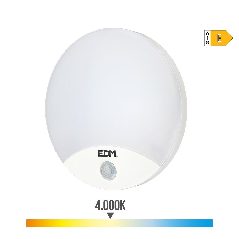 CANDEEIRO DE PAREDE REDONDO EXTERIOR LED 13W 1850lm 4000K IP54 Ø25x4,9cm COM SENSOR DE MOVIMENTO EDM