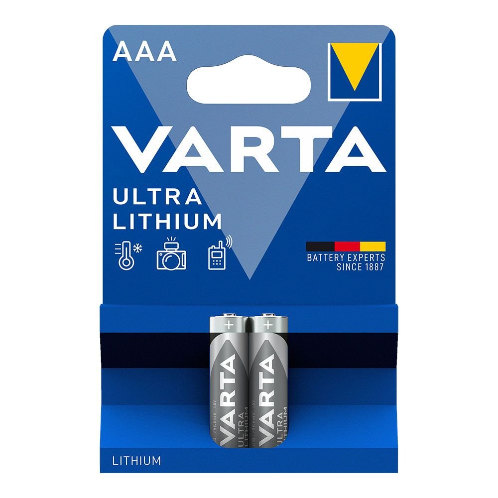 PILHA VARTA ULTRA LITHIUM AAA - LR03 (BLÍSTER 2 unid.) Ø10,5x44,5mm