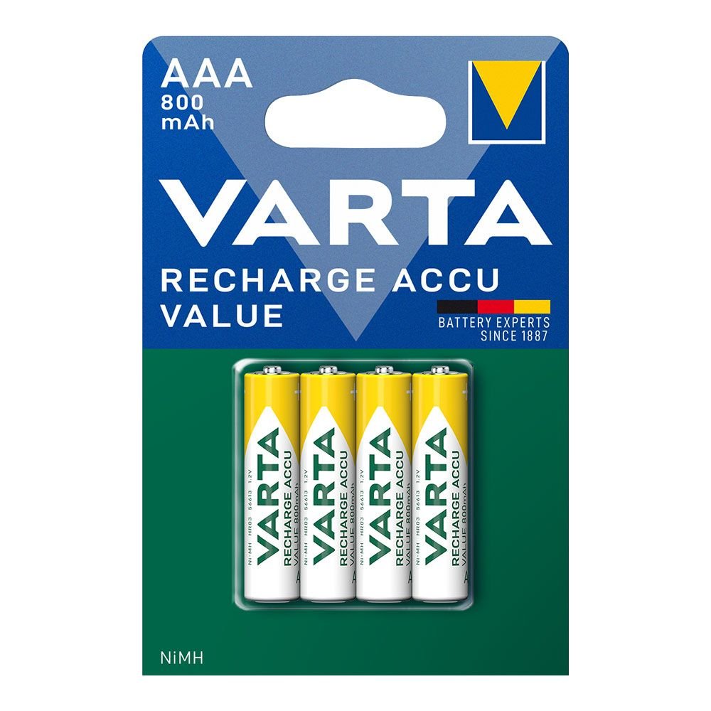 PILHA VARTA RECARREGÁVEL ACCU AAA - HR03 800mA (BLÍSTER 4 unid.) Ø10,5x44,5mm
