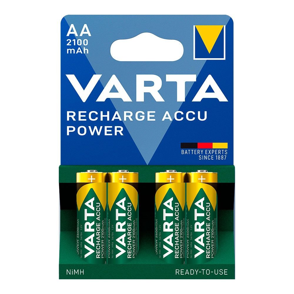 PILHA VARTA RECARREGÁVEL ACCU POWER AA - HR6 2100mA (BLÍSTER 4 unid.) Ø14,5x50,5mm