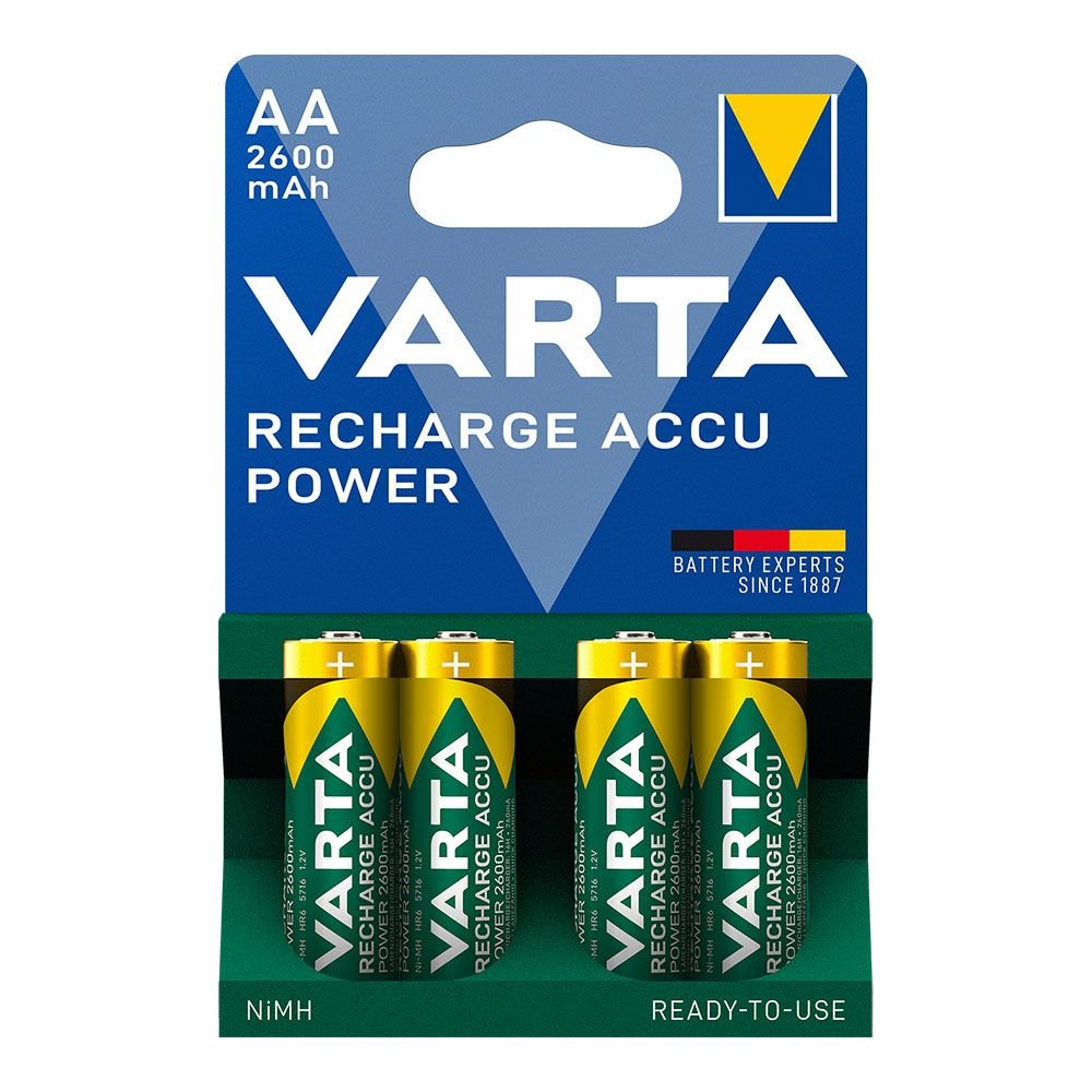 PILHA VARTA RECARREGÁVEL ACCU POWER AA - HR6 2600mA (BLÍSTER 4 unid.) Ø14,5x50,5mm