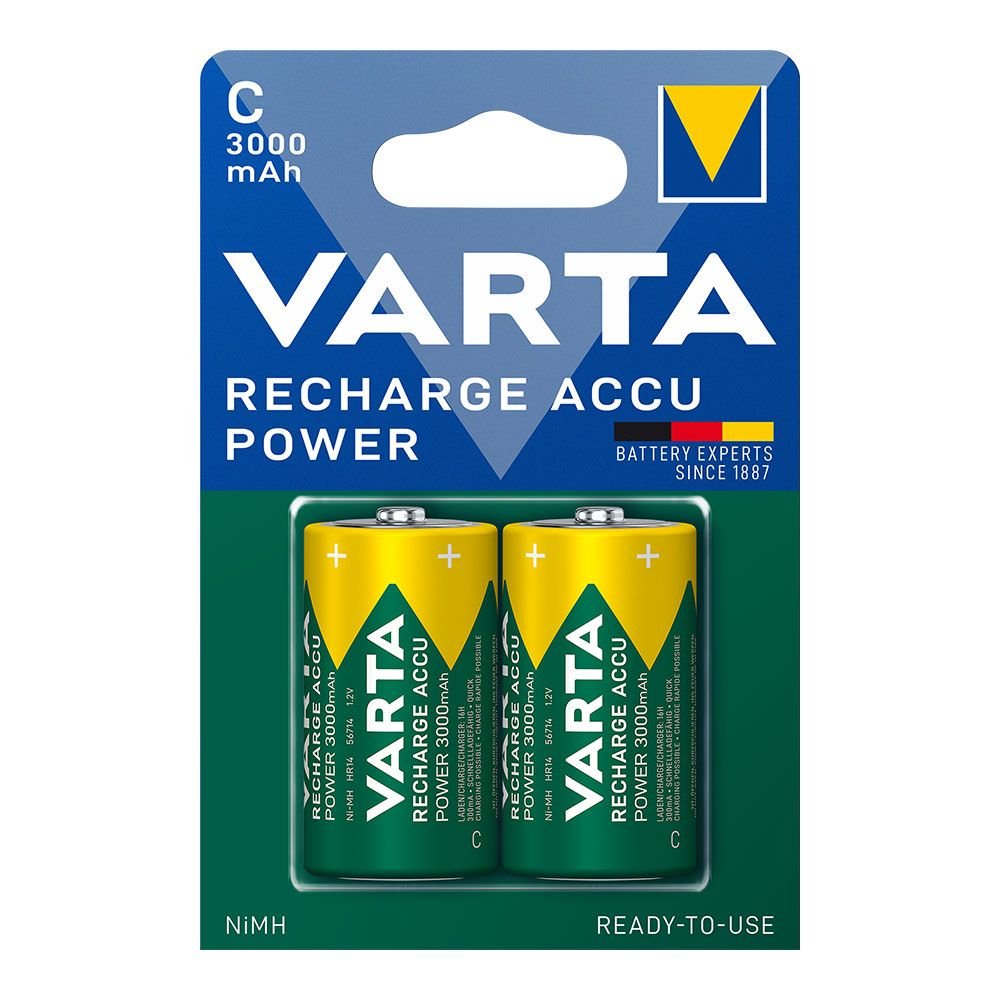 PILHA VARTA RECARREGÁVEL ACCU POWER C - HR14 3000 mA (BLISTER 2 uds) Ø26,2 x 50 mm