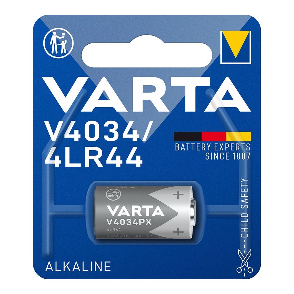 PILHA VARTA ALCALINA V4034PX / 4LR44 6V (BLÍSTER 1 unid.) Ø13x25,2mm