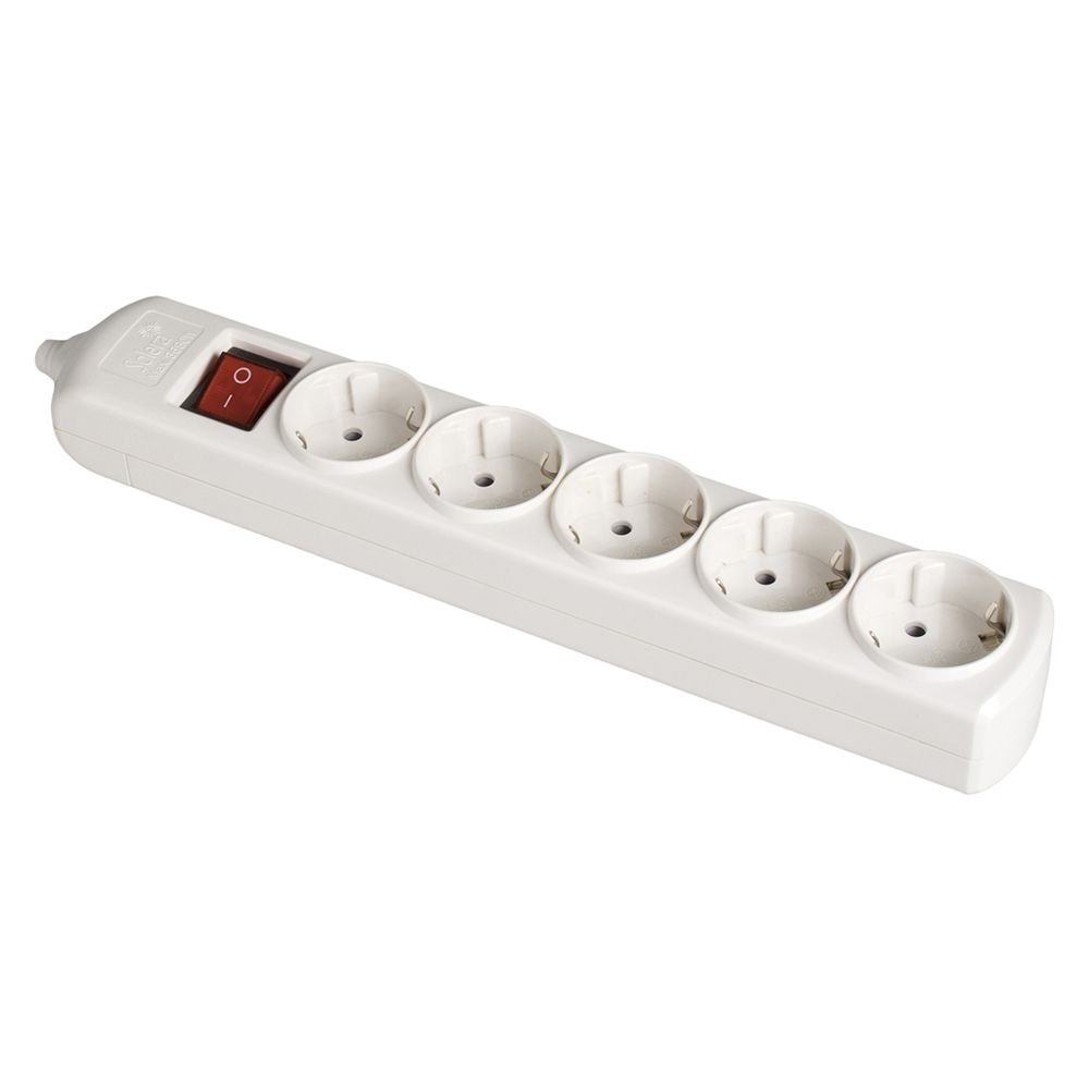 TOMADA DE SUPERFÍCIE BIPOLAR COM 5 TOMADAS COM T/TL 10/16A 250V COR BRANCO + INTERRUPTOR LUMINOSO