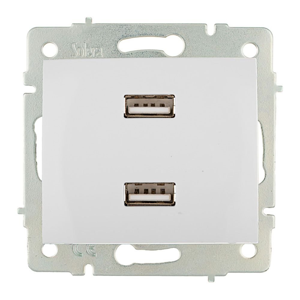 CARREGADOR DUPLO USB 230V 5V 4200mA BRANCO DE ENCASTRAR ERP2USB SÉRIE EUROPA SOLERA ERP2USB