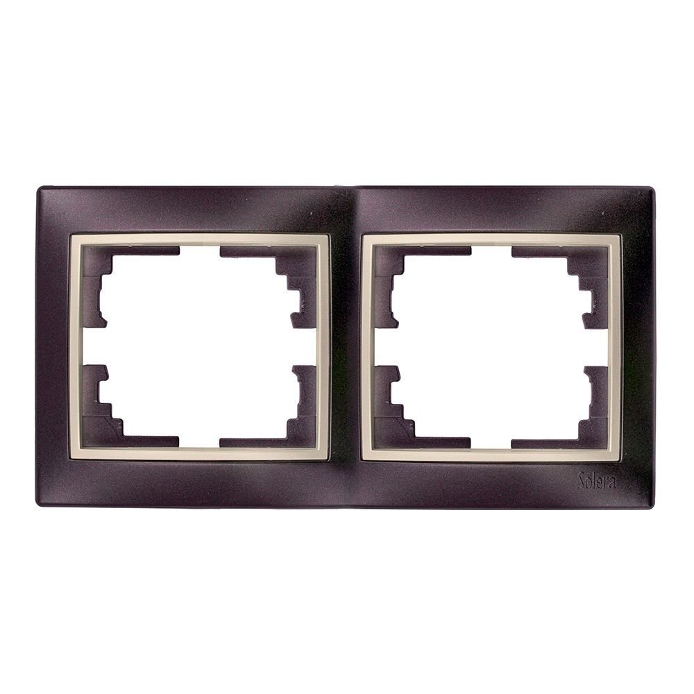 ESPELHO HORIZONTAL DUPLO, ESTRUTURA PRETO E ARO PÉROLA 154x81x10mm SÉRIE EUROPA SOLERA ERP72NU