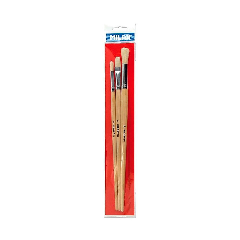 BLÍSTER COM 3 PINCÉIS PARA ÓLEO, ACRÍLICO SERIE 512 N° 6 E 10, SERIE 522 N° 8 MILAN