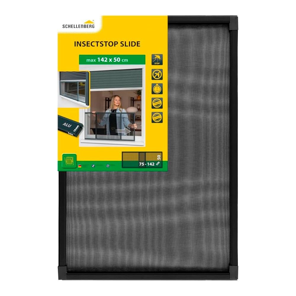 MOSQUITEIRO COM ARMAÇÃO EXTENSÍVEL, MALHA DE FIBRA DE VIDRO, ANTRACITE, 75-142 x 50 cm