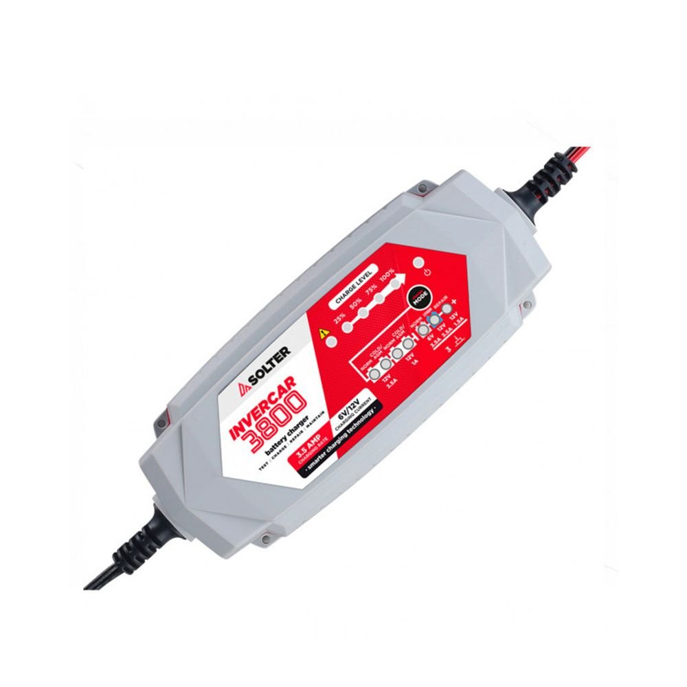 CARREGADOR INTELIGENTE DE BATERIAS INVERCAR 3800 6/12V 3.5A (CARROS E MOTAS) SOLTER