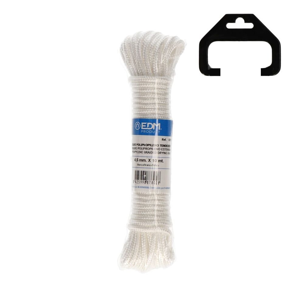 CORDA TRANÇADO ESTENDAL POLIPROPILENO BRANCO, CALIBRE 4,5 mm x 10 m