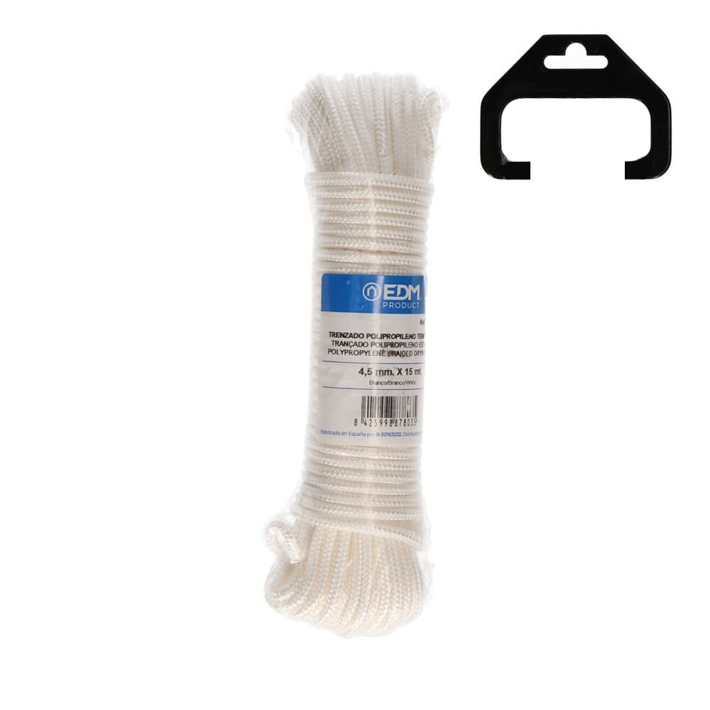CORDA TRANÇADO ESTENDAL POLIPROPILENO BRANCO, CALIBRE 4,5 mm x 15 m