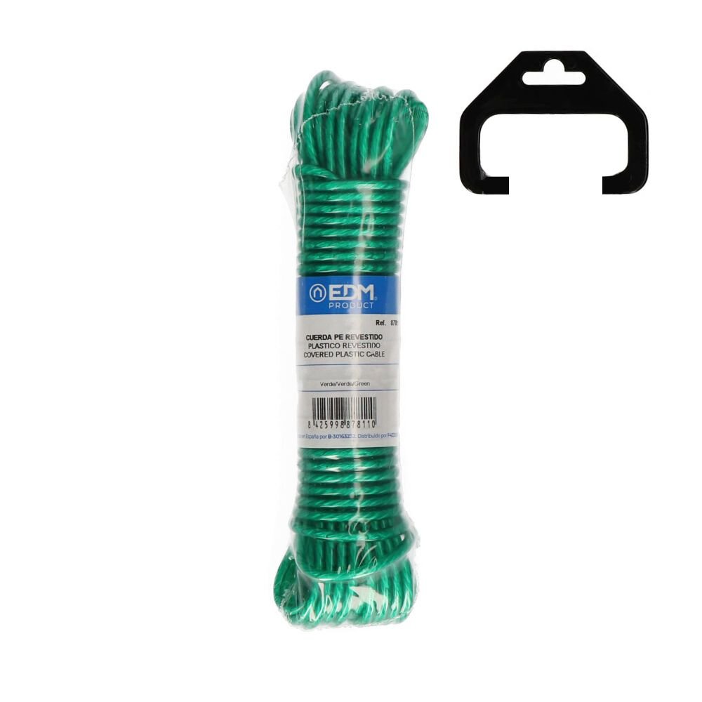CORDA PLÁSTICA VERDE REVESTIDA PVC, ESTENDAL 25 m