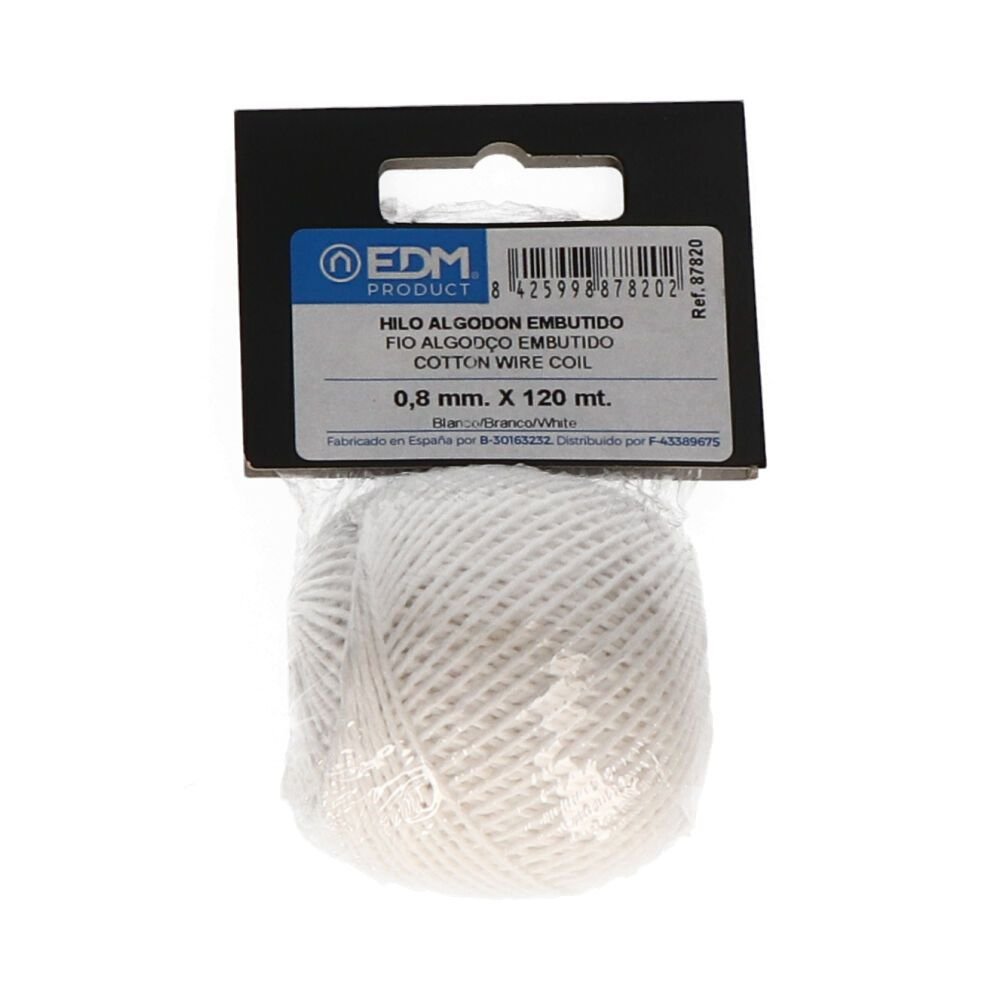FIO ALGODÃO EMBUTIDO BRANCO CALIBRE 0,8 mm x 120 m