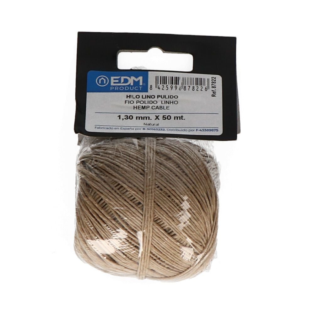 CORDÃO POLIDO CÂNHAMO CALIBRE 1,3 mm x 50 m