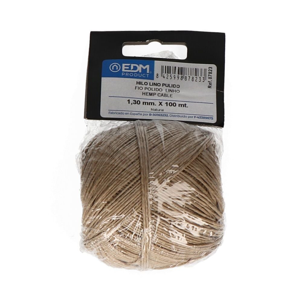 CORDÃO POLIDO CÂNHAMO CALIBRE 1,3 mm x 100 m