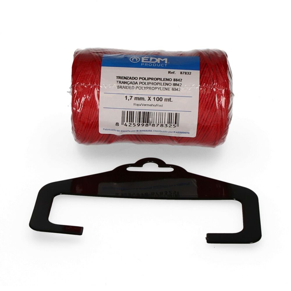 CORDA TRANÇADA POLIPROPILENO 8842 VERMELHO, CALIBRE 1,7 mm x 100 m