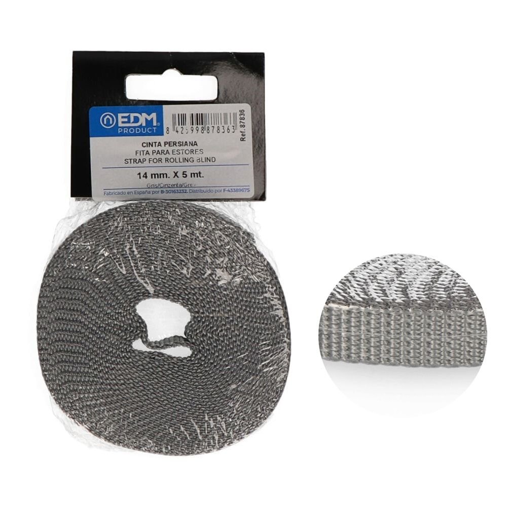 FITA PARA ESTORES CINZENTA 14 mm x 5 m