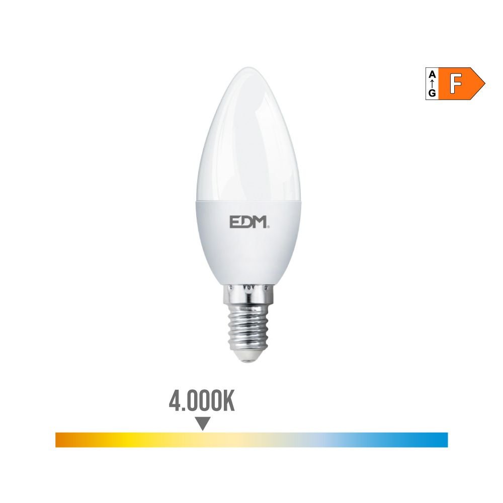 LÂMPADA VELA LED E14 7W 600lm 4000K LUZ DO DIA Ø3,5x10,7cm EDM