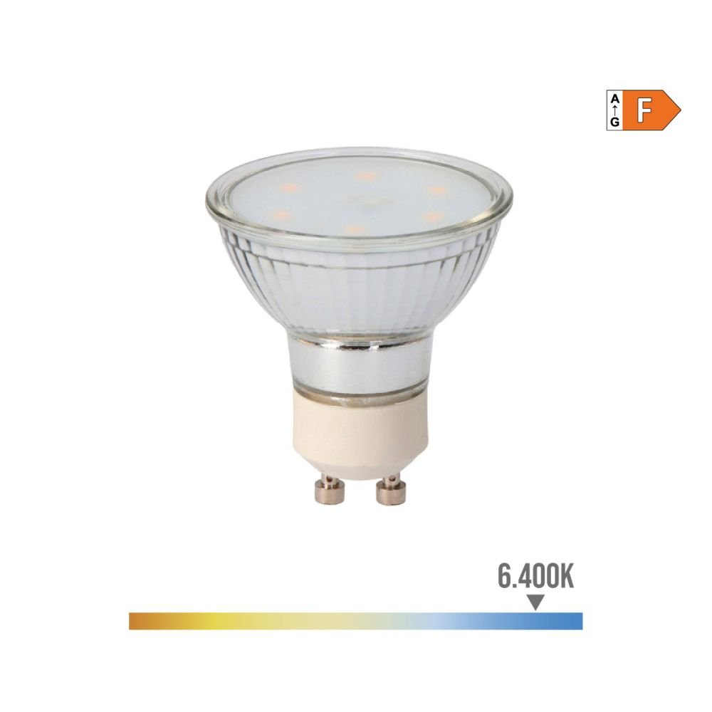 LÂMPADA DE VIDRO DICRÓICA LED GU10 5W 400lm 6400K LUZ FRIA Ø5x5,5cm EDM