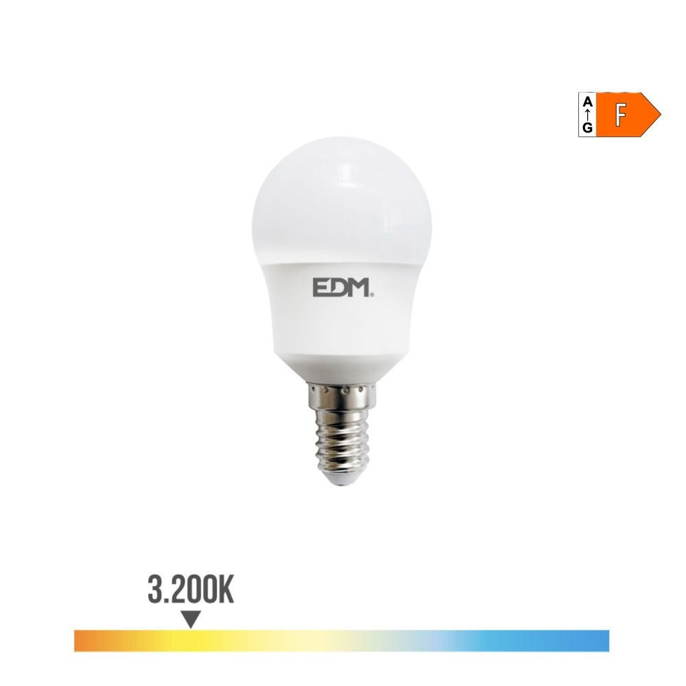 LÂMPADA ESFÉRICA LED E14 8,5W 880lm 3000K LUZ QUENTE Ø4,5x8,8cm EDM