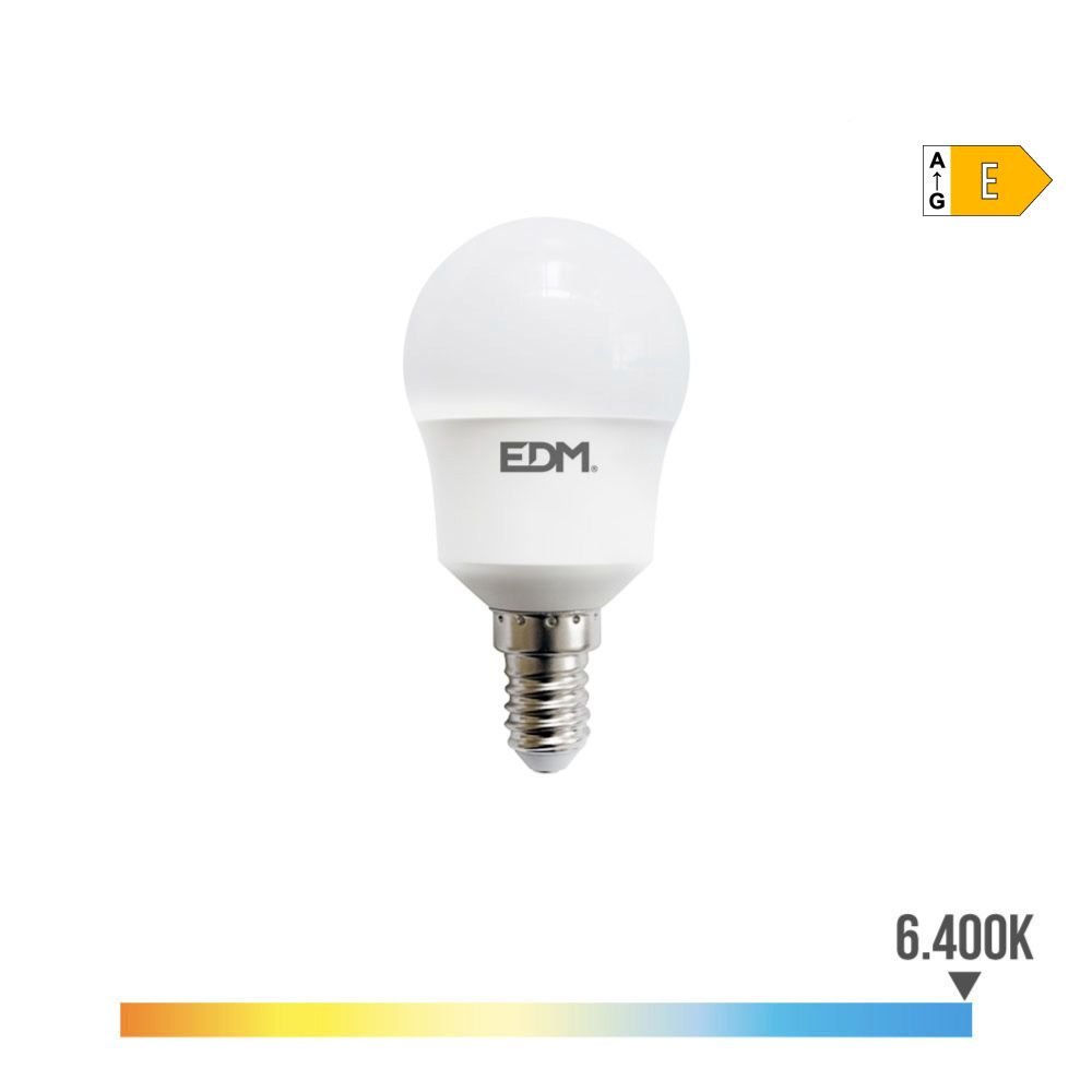 LÂMPADA ESFÉRICA LED E14 8,5W 1000lm 6400K LUZ FRIA Ø4,5x8,8cm EDM