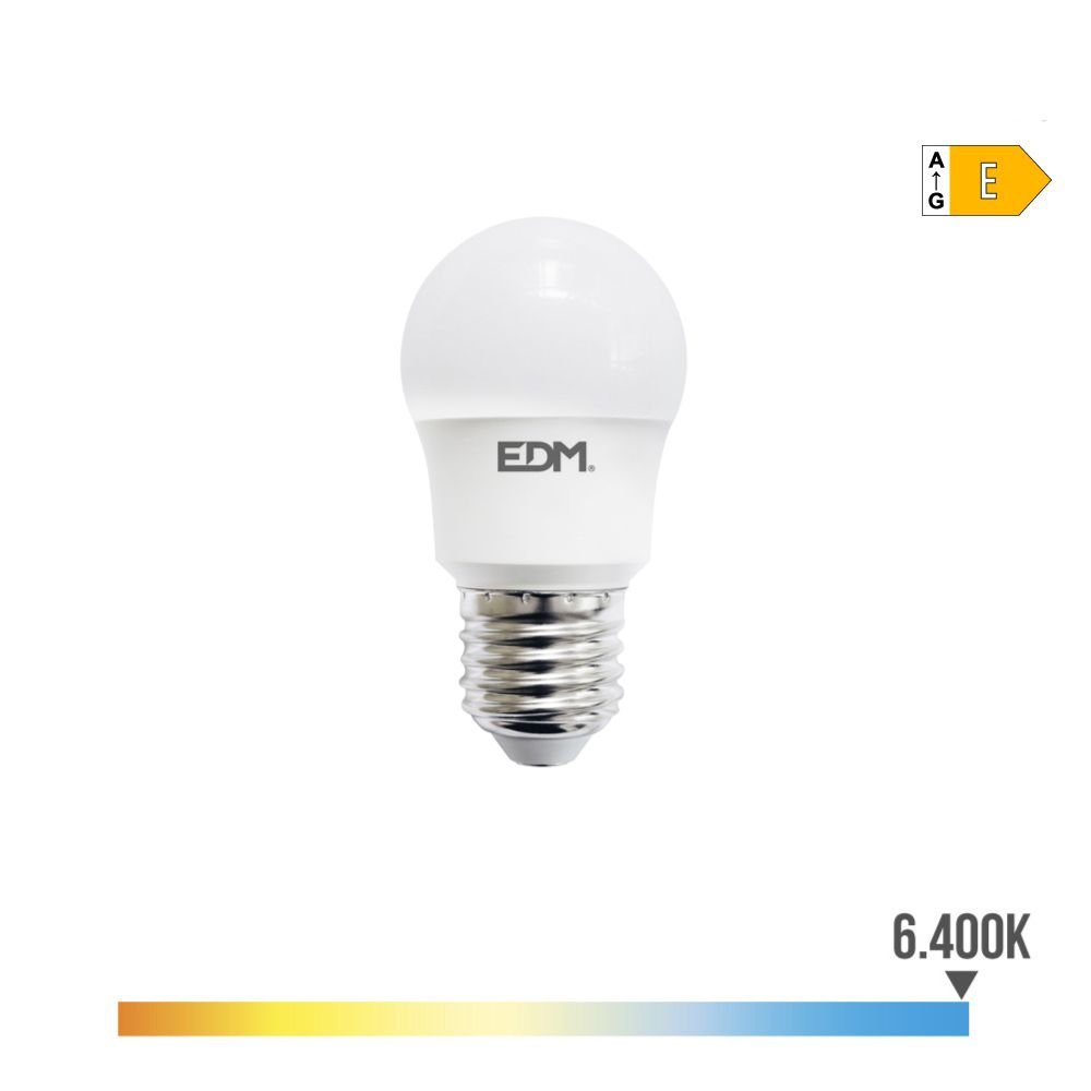 LÂMPADA ESFÉRICA LED E27 8,5W 1000lm 6400K LUZ FRIA Ø4,5x8,6cm EDM